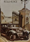 20th Century School, gouache, 'Roll's Royce, The Best Luxury Car in the World', copied from the well