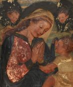 Circle of Robert Anning Bell (1863-1933, British), painted plaster relief panel, Madonna and