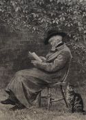After Helen Allingham (1848-1926, British), etching, 'Thomas Carlyle at Chelsea' framed, mounted,