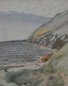 Harold Gilbert F.R.S.A (20th Century, British), watercolour, 'Fleshwick Bay, Isle of Man', signed to