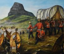 William Watson Race (b.1937), oil on canvas, 'Captain Reginald Younghusband with Remnants of C