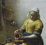 After Johannes Vermeer (1632-1675, Dutch), coloured print, 'Girl With A Pearl Earring', framed,