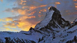 20th Century, photographic print, Matterhorn at Sunset, framed and under glass, measuring 56cm x