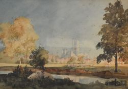 H.R. Lock (19th/20th Century), watercolour, Canterbury Cathedral, signed to the lower left,