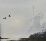 After Gerald Davison Coulson (b.1926, British), coloured print, 'Mill in the Mist', gallery label