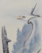 After Sue Coleman (20th Century), coloured prints, 'Canada Geese' and another depicting a Bald