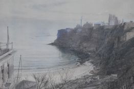 After William Bell Scott (1811-1890, British), coloured print, 'King Edward's Bay, Tynemouth',