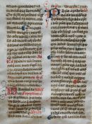 An illuminated leaf taken from a Medieval Manuscript Breviary, of French origin and on vellum,