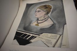 After Alberto Martini (1876-1954, Italian), a print of Blanche Marchesi, signed and limited edition,
