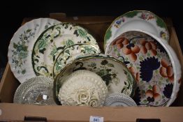Two Mason's 'Chartreuse' plates and a matching large bowl, a Royal Limoges display plate having