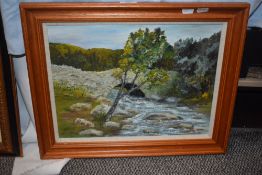O.Drew (20th Century), oil on canvas, A packhorse bridge, signed and dated '74 to the lower left,