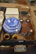 A Ringtons Millennium 2000 tea caddy, a boxed Wedgwood Crystal 'Falstaff' ale tankard, two small