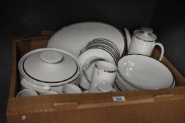 A German porcelain 'Thomas' white ceramic and silver lustre coffee and dinner set, six setting