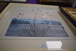 After Jean Duffy (1888-1964), coloured print, 'October Evening', framed, mounted, and under glass,
