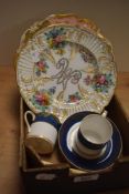 An Andre Marie Leboeuf French porcelain Marie Antoinette 9' plate, a Coalport jewelled and hand