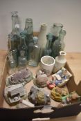A selection of vintage advertising bottles, five Lilliput Lane style cottages and three mouse