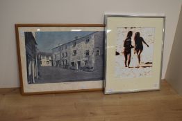 After John Cooke (1929-2018, British), a photographic print of two female bathers, signed to the