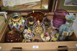 A Carlton Ware 'Rouge Royale' dish and ginger jar AF, eight assorted posy dishes, a Victorian glazed