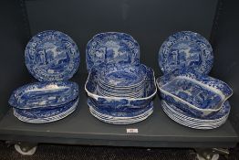 Thirty two pieces of Copeland Spode 'Italian' pattern blue and white dinner wares, various bowls,