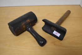 Two Wooden Serving Mallets used for Rigging, 20cm and 23cm