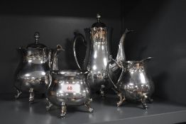 A 20th Century four piece silver plated footed tea and coffee service, comprise lidded coffee and