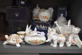 A selection of boxed Aynsley porcelain ornaments and tableware, to include lidded trinket dishes