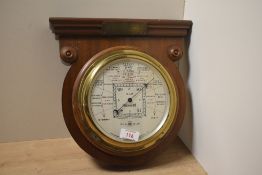 A mid 20th Century Short & Mason of London mahogany cased barometer, of architectural form with