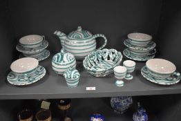 Eighteen pieces of decorative Austrian Zier Ceramic pottery tea wares, to include teapot, six cups