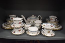 Forty one pieces of Spode 'Trapnell Sprays' pattern teawares, to include teapot, six cups, five
