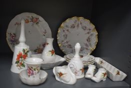 A pair of Royal Crown Derby 'Royal Antoinette' patterned plated with gilt frilled edges, a Royal
