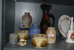 A 20th Century studio pottery vase, by Ewenny Pottery and decorated in an iridescent drip glaze,