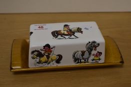 A Pallssy Norman Thelwell design butter dish and cover, of oblong form, printed 'The Royal Worcester