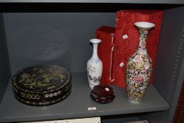 A Modern Chinese eggshell porcelain 'Millefiori famille rose' design vase 37cm with material covered