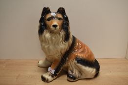 A mid-20th Century ceramic collie dog study, measuring 27cm high