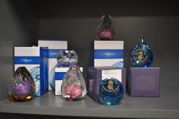 A group of six modern Caithness glass paperweights, comprising a limited edition Peter Jones 'Prince