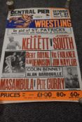 **Local interest** A vintage wrestling poster depicting a charity event held at central pier in