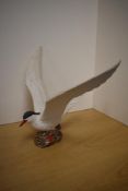 A pottery ornithological study of an Arctic Tern, with had decorated features and modelled on a