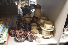 Two mid-20th Century coffee services by Denby, in the 'Memories' pattern, and Kernewek of Cornwall