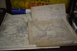A folder of mid-20th Century paper Ordnance Survey Plans and another based on the Ordnance Survey