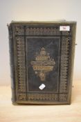 A Victorian tooled leather bound bible, having a series of illustrations in chromo-lithography