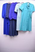 Six classic 1980s ladies garments in shades of blue and green, all in good gondition. A Berkertex