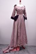 A Harris Bartlett opera dress, in a pearlescent mauve, ribbed-textured handloom silk and cotton