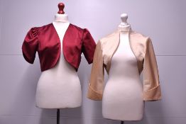 Seven twentieth-century ladies evening or dinner jackets. A modern Together peplum jacket in