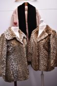 Three 1980s - 1990s faux fur coats, all in good condition. A Astraka Made in England faux fur coat