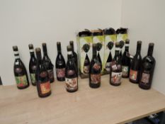 Sixteen Bottles of Marsovin 1919 Red Wine, all with artists labels, 2004, 2005, Merlot Syrah