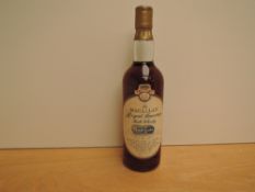A bottle of The Macallan Royal Marriage Malt Whisky, bottled in 1981, Long Life and Happiness, A un