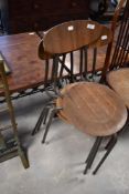 A set of four attractive mid-century metal and moulted plywood Ant type bistro chairs