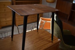 A vintage quarter veneered occasional table on dansette style legs, approx. 39 x 37cm