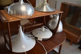 A selection of various vintage ceiling pendant light fittings