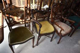 Three nineteenth Century inlaid salon chairs